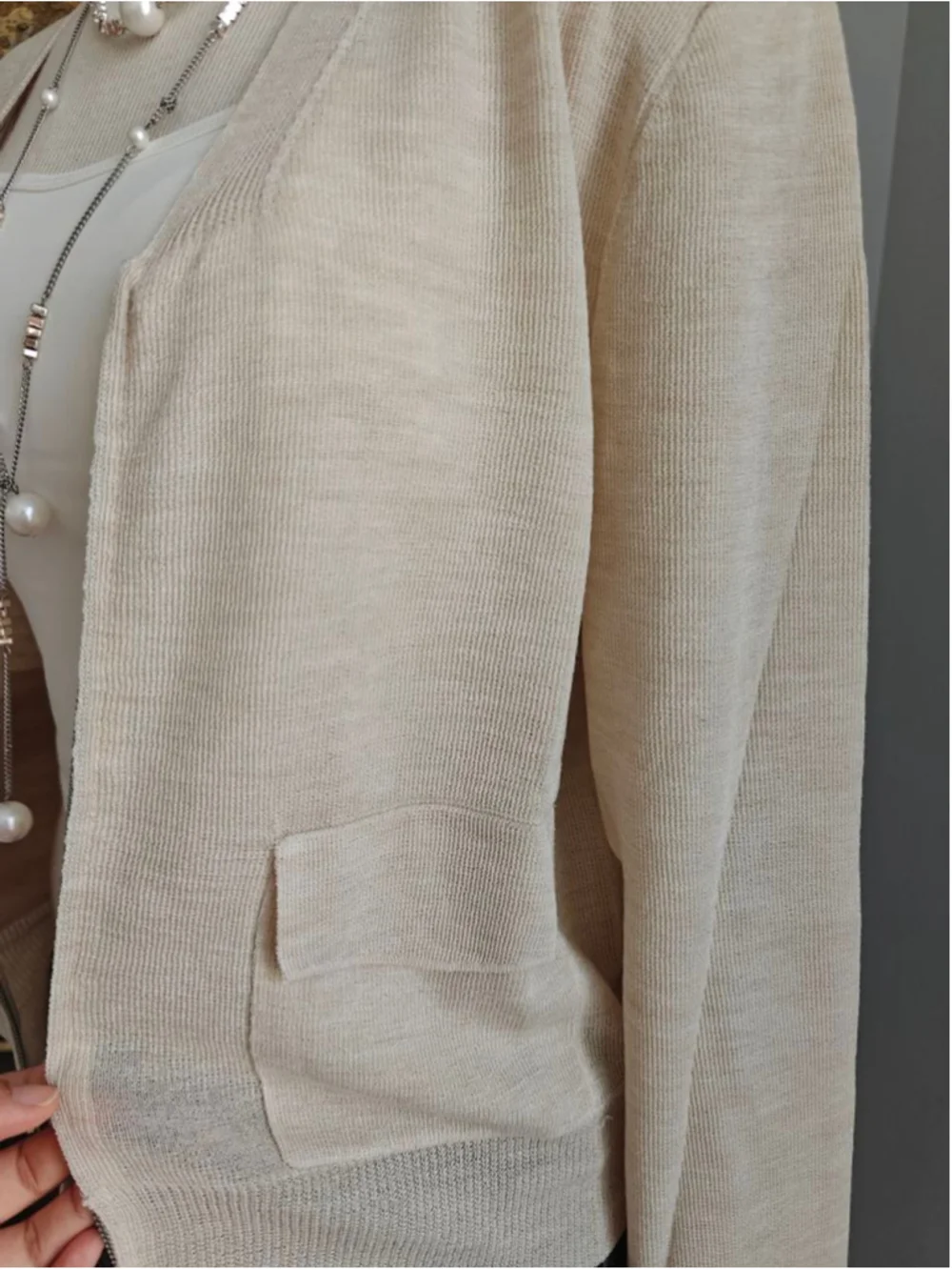 Cream Wool Blend Zip-Up Knit Cardigan | Minimalist Korean Style